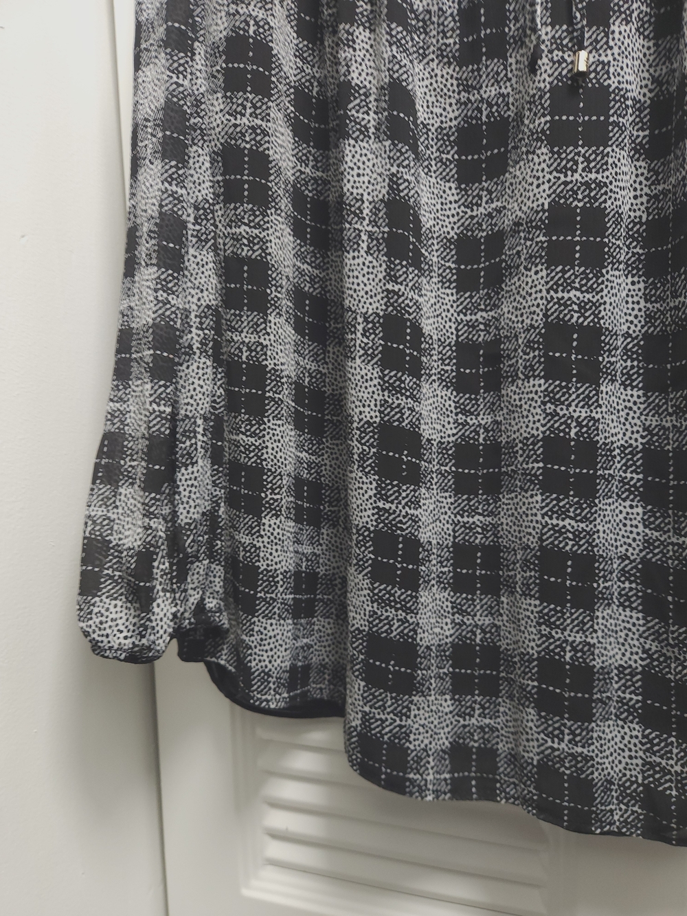 NWT Tommy Hilfiger Black & White Plaid Ruffle Neck Peasant Blouse Size 2X - Picture 5 of 12